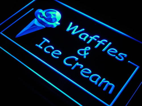 Waffles Ice Cream Cafe Shop LED Neon Light Sign